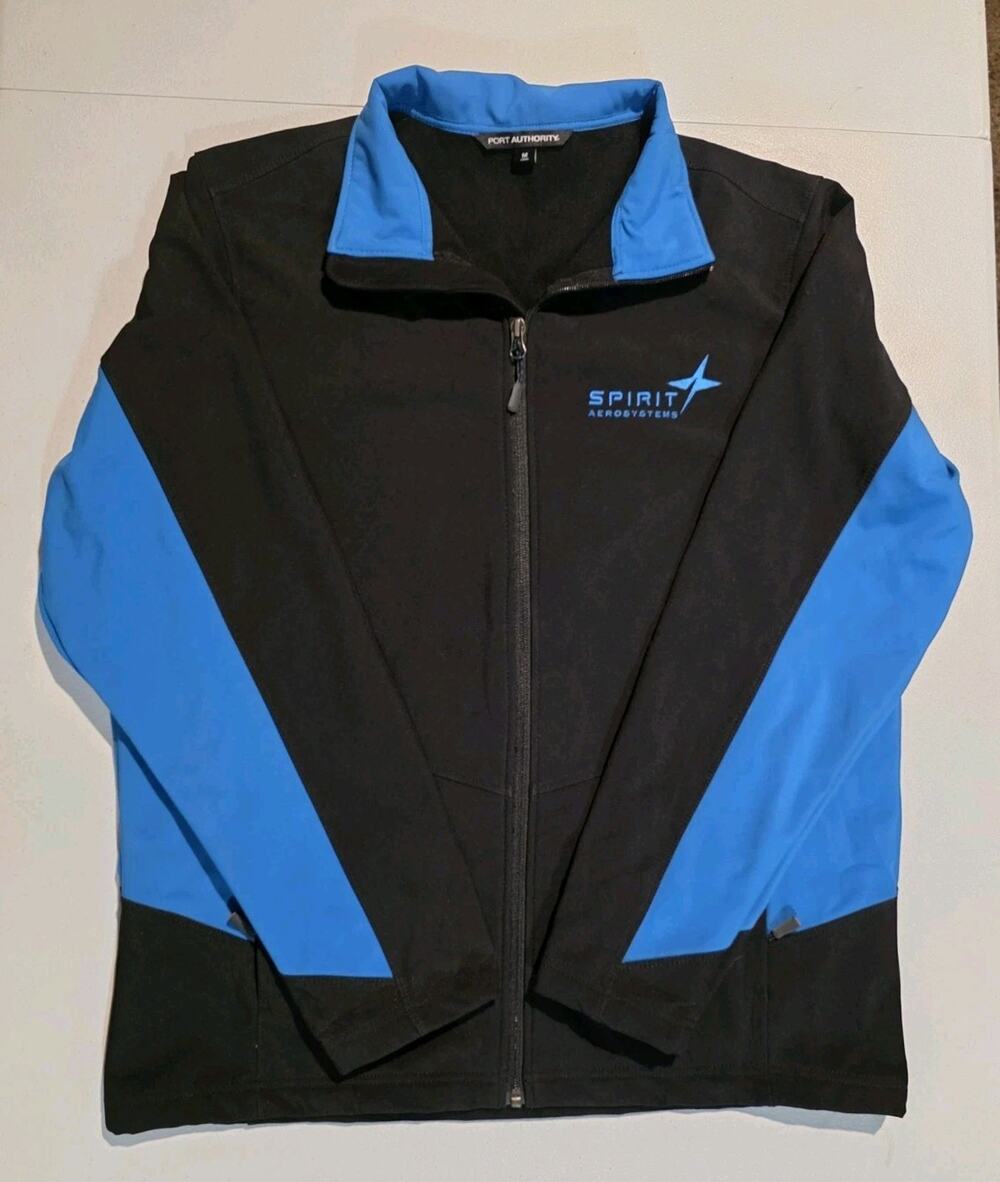 Spirit AeroSystems Port Authority Mens M Black Blue Soft Shell Jacket Aviation